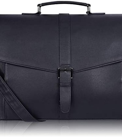 ESTARER Men's Leather Briefcase for Travel/Office/Business 15.6 Inch Laptop Messenger Bag