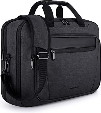 BAGSMART 17.3 Inch Laptop Bag, Expandable Computer Bag Men Women, Laptop Briefcase Laptop Shoulder Bag, Work Bag Business Travel Office - Black