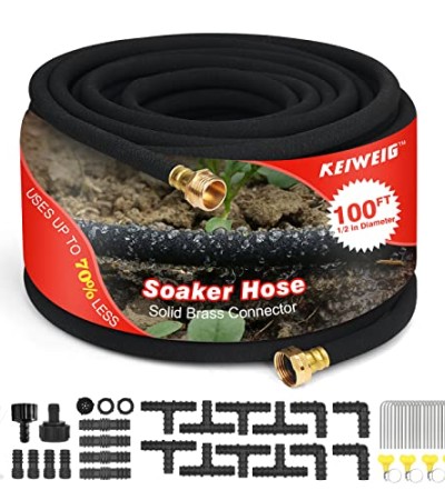 Garden Soaker Hose 100 FT Solid Brass Connector 1/2
