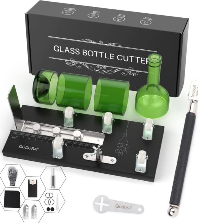 Glass Bottle Cutter, Upgraded Glass Cutter for Bottles & Glass Cutter Bundle - DIY Machine for Cutting Wine, Beer or Soda Round Bottles & Mason Jars, Perfect Score Bottle Cutter