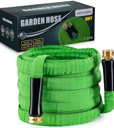 Ardurhm Garden Hose - 𝐅𝐥𝐞𝐱𝐢𝐛𝐥𝐞 and Durable, 100 ft, 50 ft, Kink-Free and 𝐋𝐢𝐠𝐡𝐭𝐰𝐞𝐢𝐠𝐡𝐭, Ideal for Garden Car Wash, Watering (50-Feet by 5/8-Inch, Green)