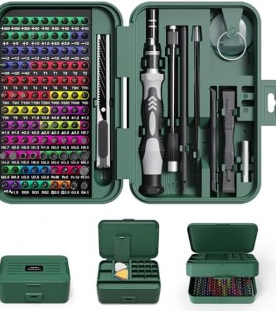 Mini Precision Screwdriver Set with Color-coded Identification, 132 in 1 Micro Magnetic Repair Tool Kits with Storage Box, 108 Bits,Small Manual Screw Driver Toolkits for iPhone/Mac/iPad/Table-Green