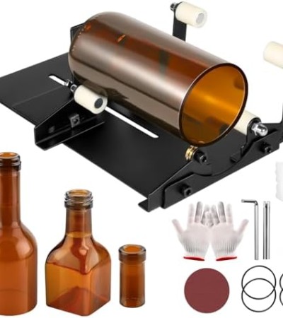 MDKAVE Glass Bottle Cutter - A Diamond Glass Cutting Machine Makes it Easy to Precisely Cut Both Square and Round Bottles. Transform Your Wine Bottles into Beautiful Works of Art with This DIY Tool