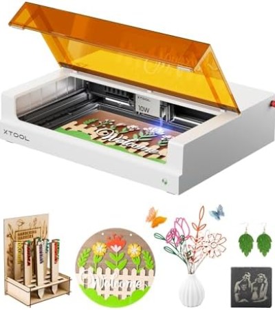xTool S1 Enclosed Laser Engraver and Cutter Machine, 10W Home Craft DIY Laser Machine, 0.06 * 0.04mm Compressed Spot, Auto-Focus, 23.93
