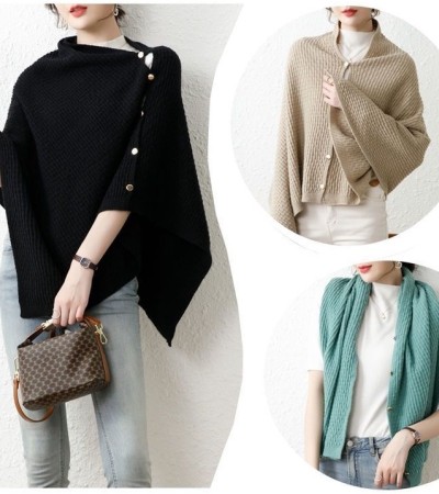Knitted Cloak Matching Shoulder Unique Shawl Outer Influencer Multifunctional Versatile Scarf Women Autumn Winter Crop Top