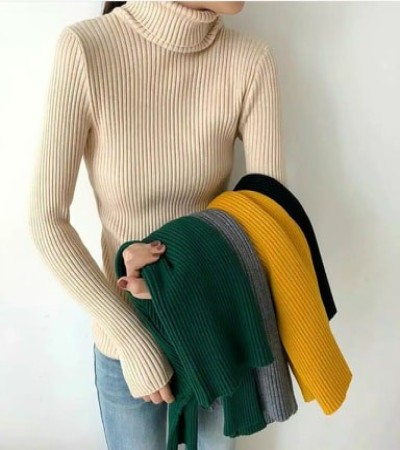  Daisy Sweater Turtleneck Women's Top Spandek Knitwear